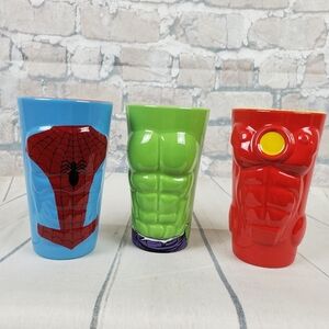 Marvel Molded Pint Glasses Ceramic Iron Man Spider-Man Hulk 3D Comics DC